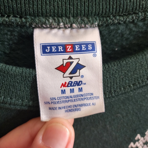 Jerzees Green Holiday Sweater with Santa Design - Picture 3 of 4